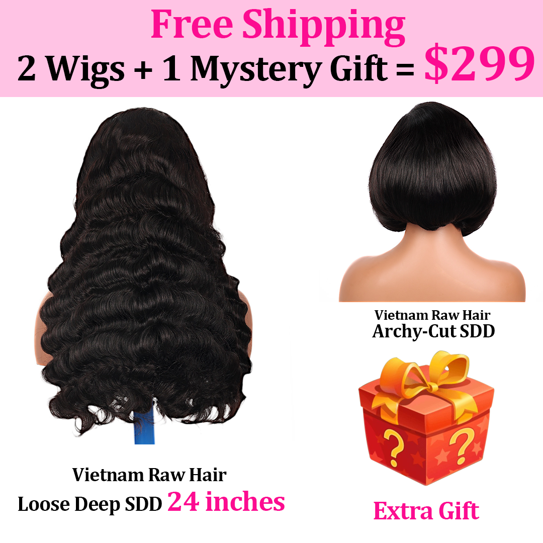 Black Beauty Hair 2 Wigs Package -0nly$299 100% Human Hair Loose Deep SDD And Archy-Cut SDD